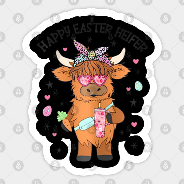 Easter Heifer Highland Cow Farm Easter Day Bunny Sticker by ZOLOTEE